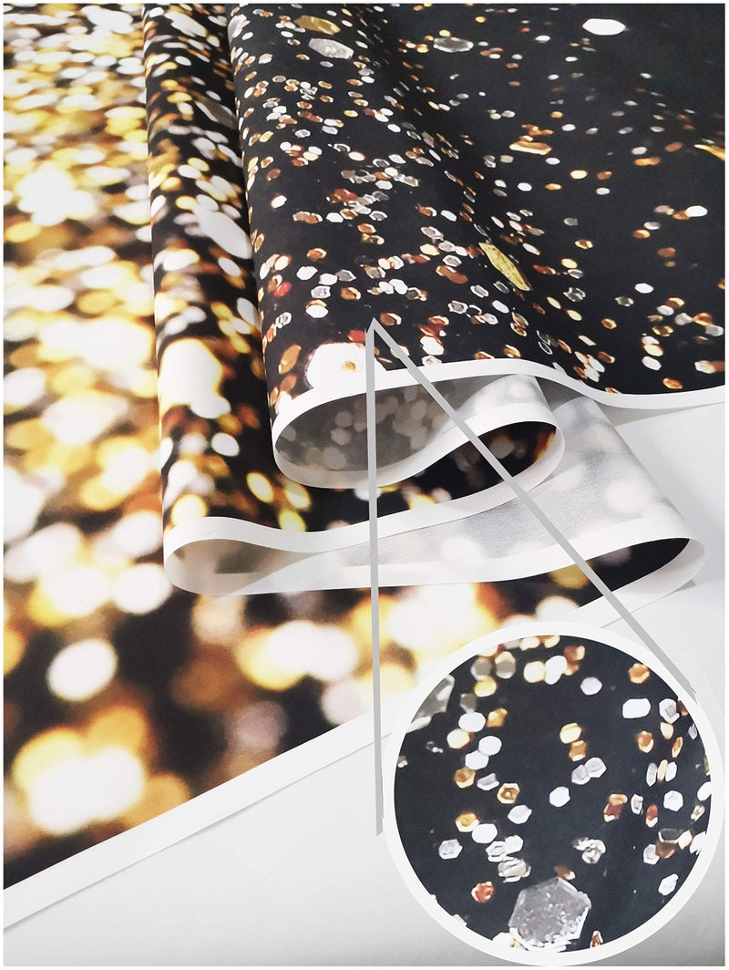 WOLADA Black and Gold Backdrop Golden Glitter Backdrop for Photography Wedding Birthday Baby Shower Party Photo Studio 5x7FT 11412 - Image 5